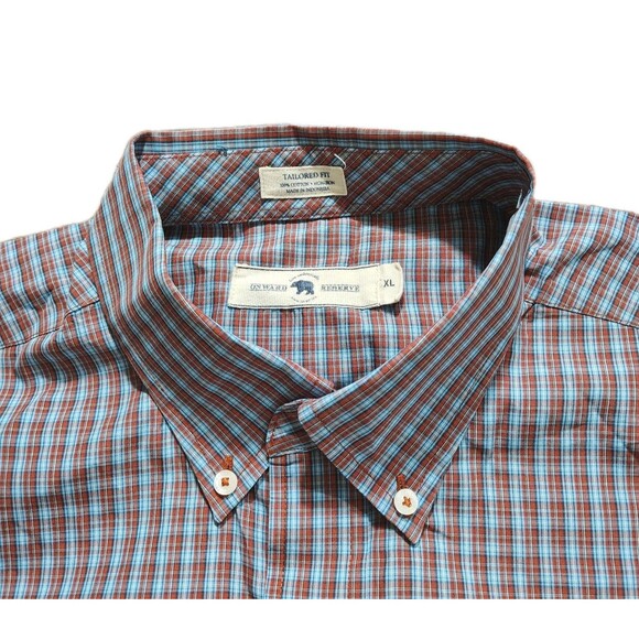 Onward Reserve Other - Onward Reserve Mens Preppy Plaid Button Down Shirt XL Blue Orange Tailored Fit